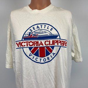 Victoria Clipper Ferry Seattle T Shirt Vintage 90s White Size XL